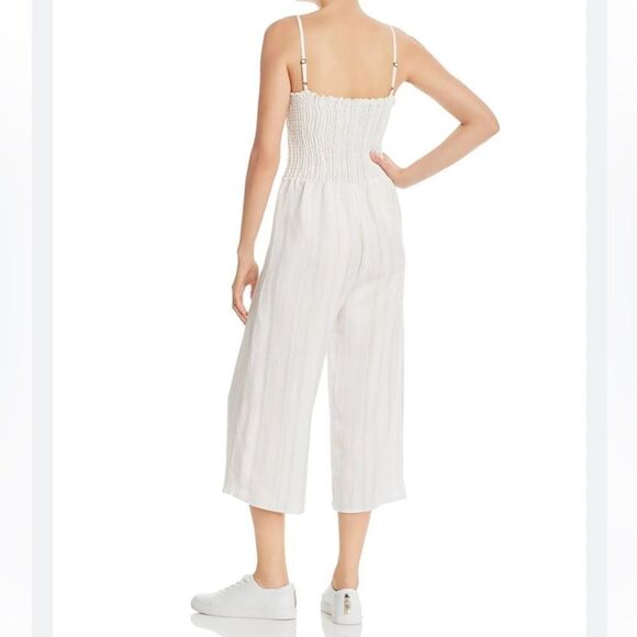 Chaser Ivory Grey Cropped Stripe Wide Leg Jumpsuit Women's Size M NWT - Picture 16 of 16